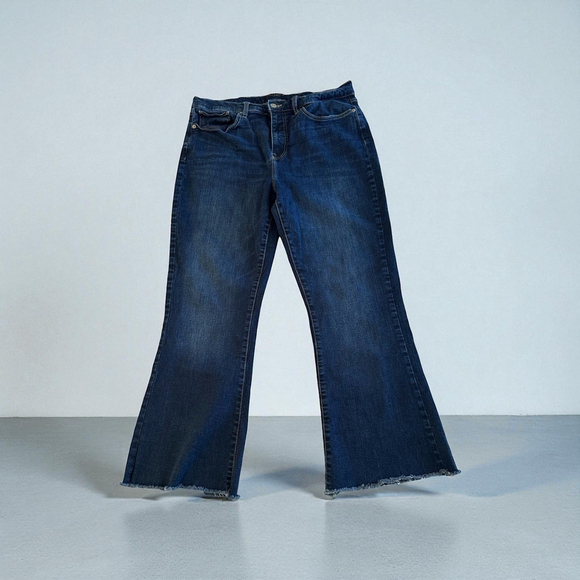 Lucky Brand Denim - Lucky Brand High Rise Flare Stevie Denim Jeans Womens Size 14 / 32 Blue Raw Hem